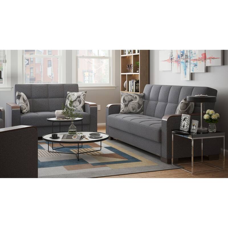 Collection Upholstered Convertible Loveseat With Storage