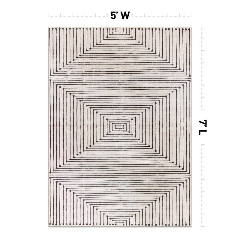 World Rug Gallery Bohemian Stripes Washable Non Slip Area Rug