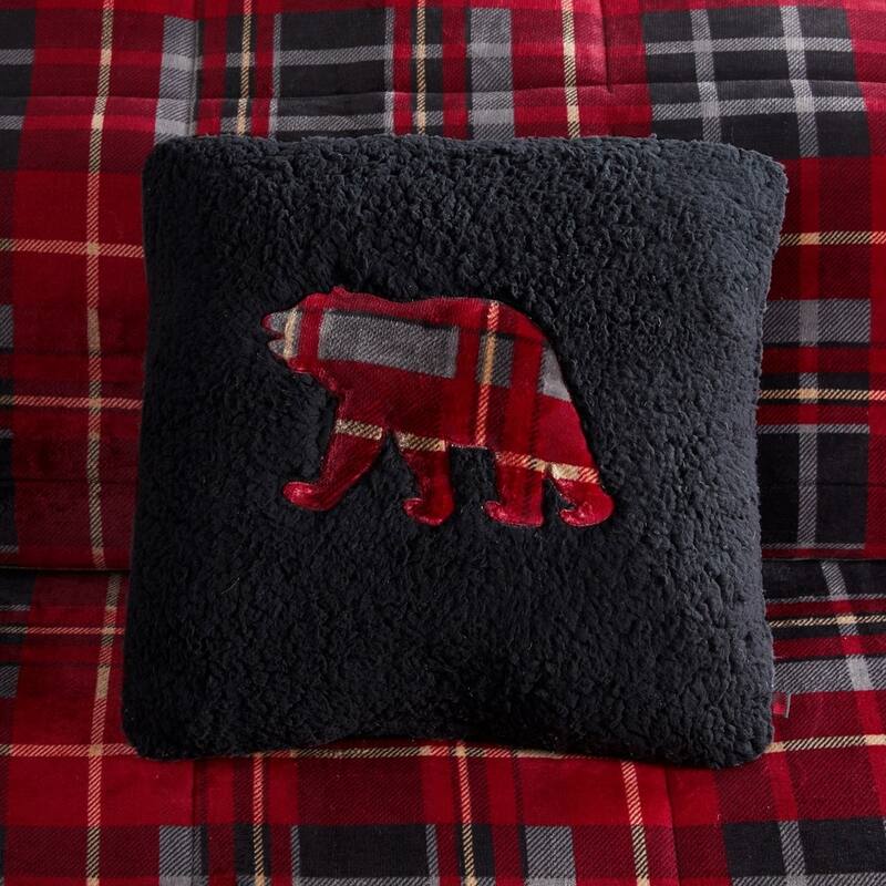 GDF Studio - Alton Plush to Sherpa Down Alternative Comforter Set - Red Plaid