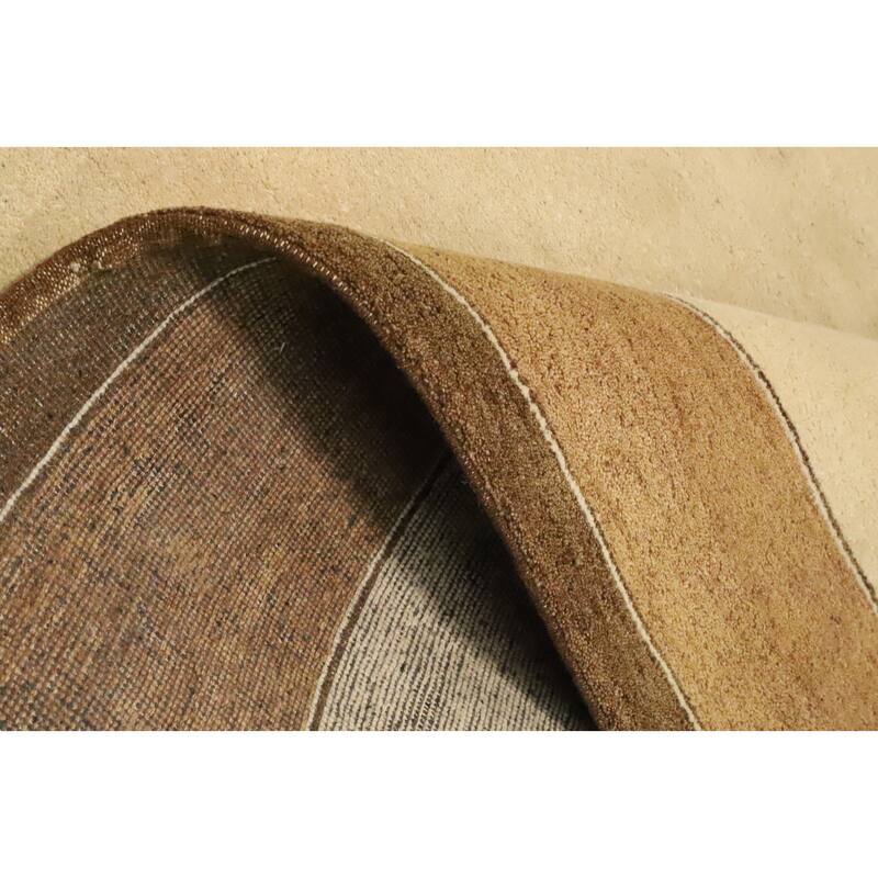Hand Knotted Oriental 100% Wool Carpet Modern Solid Beige & Ivories Gabbeh Area Rug - 11' 8'' X 8' 3''