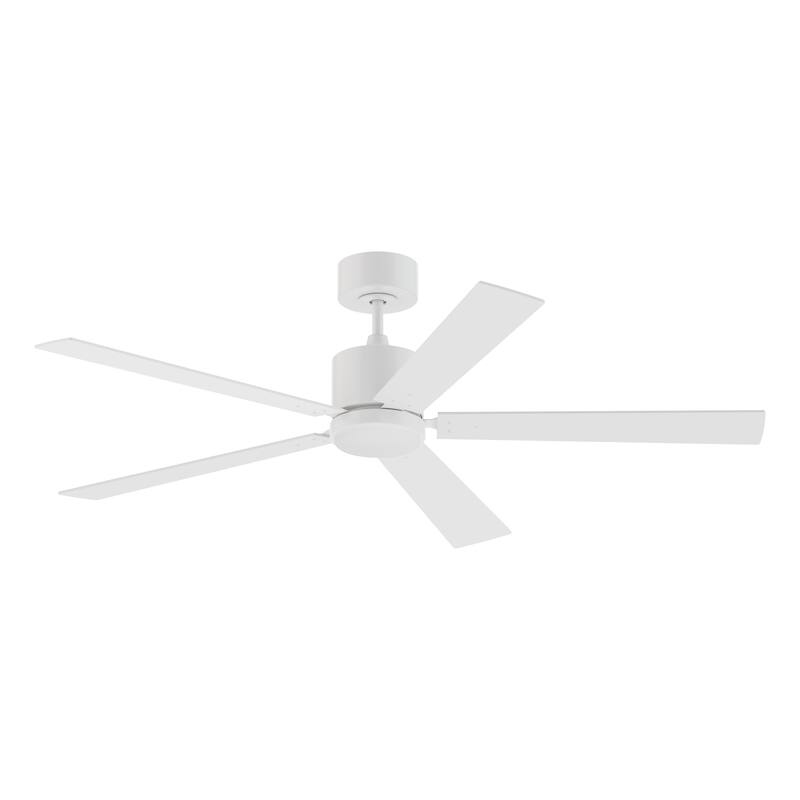 52" Modern Wooden 5-blade White Indoor Ceiling Fan with Light and Remote