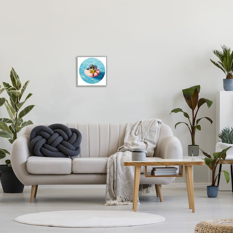 Stupell Bird Reading Book Pool Float Beverly Hills Sun Hat Framed Wall Art - Pink