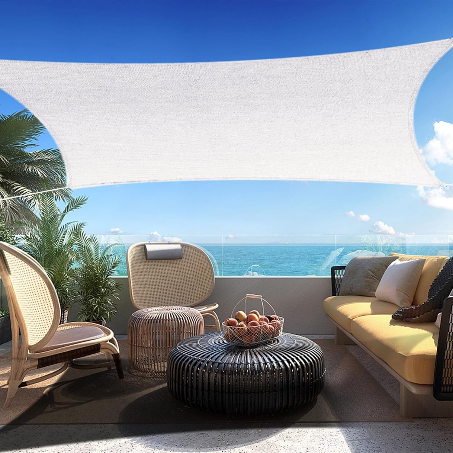 Custom Size 5' x 24' White Rectangle Sun Shade Sail, Durable UV Block Fabric Canopy for Outdoor Use