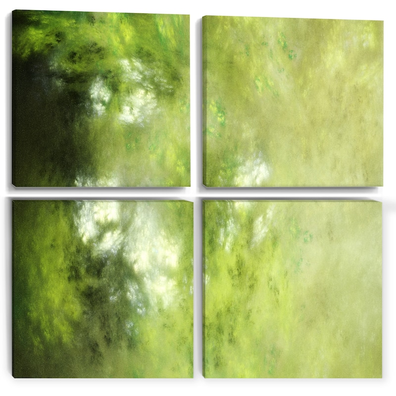 Designart "Blur Green Sky with Stars" Abstract Canvas Wall Art Print