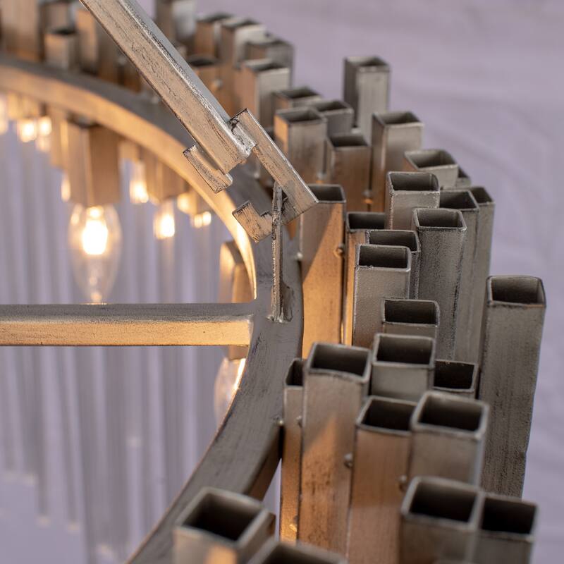 Varaluz 309P10 Matrix Recycled Steel and Fluted Glass 10-Light Pendant