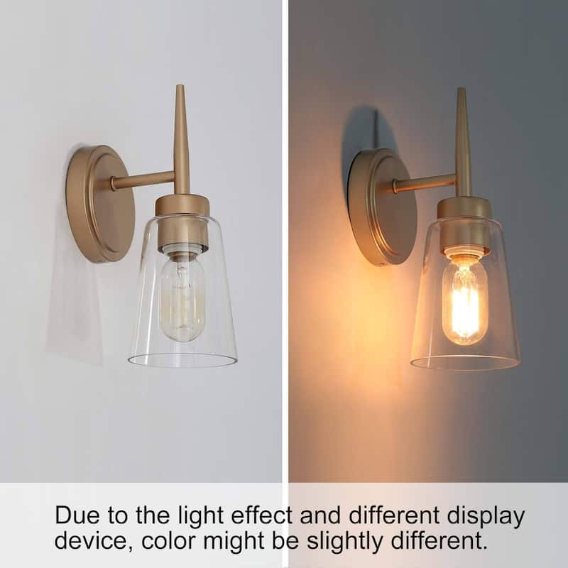 Modern Mini Wall Sconces Rose Gold Bathroom Vanity Light with Clear Glass Shade - L 4.5"x W 5"x H 11"