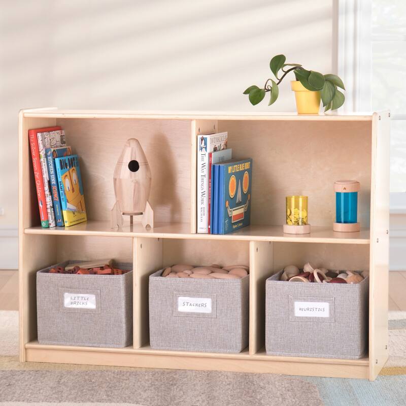 Guidecraft EdQ Essentials Two Shelf 5 Compartment Storage 30'' - Natural