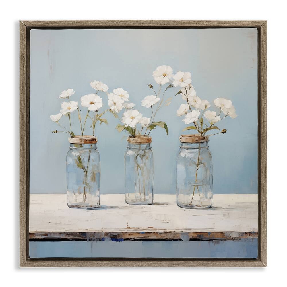 Stupell Country Jar Bouquet Trio Framed Floater Canvas Wall Art Design By Arlington Prints
