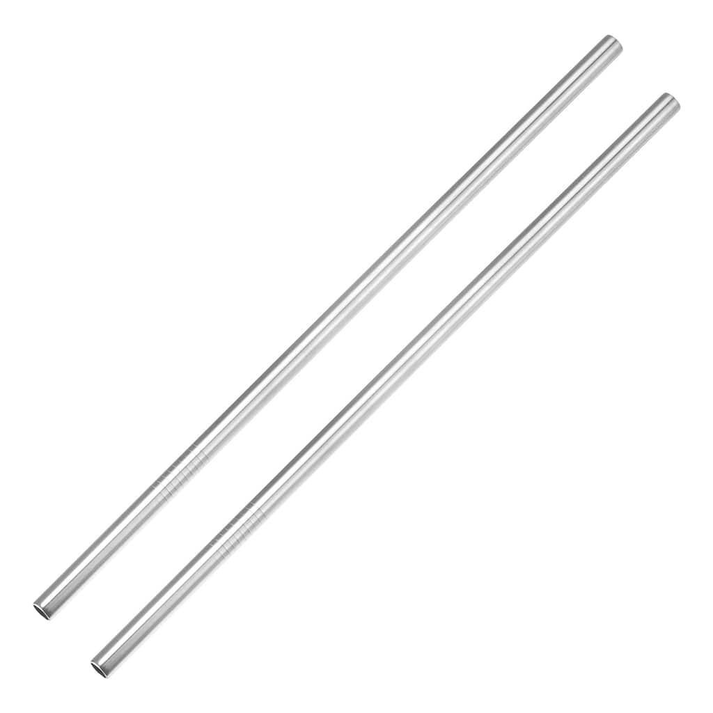 Reusable Metal Straws 2Pcs, Straight Drinking Straw 10.5" x 0.3"