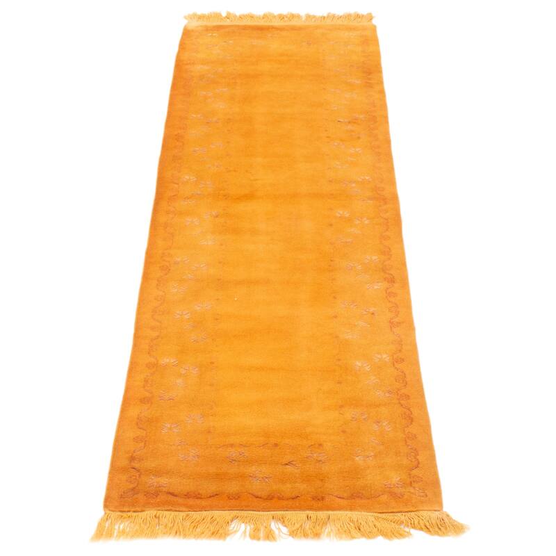 ECARPETGALLERY Hand-knotted Color Transition Gold Wool Rug - 2'9 x 9'2