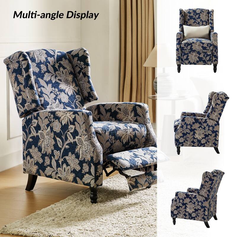 Damaris Mid-Century Modern Manual Pushback Recliner with Wingback Design Set of 2 by HULALA HOME