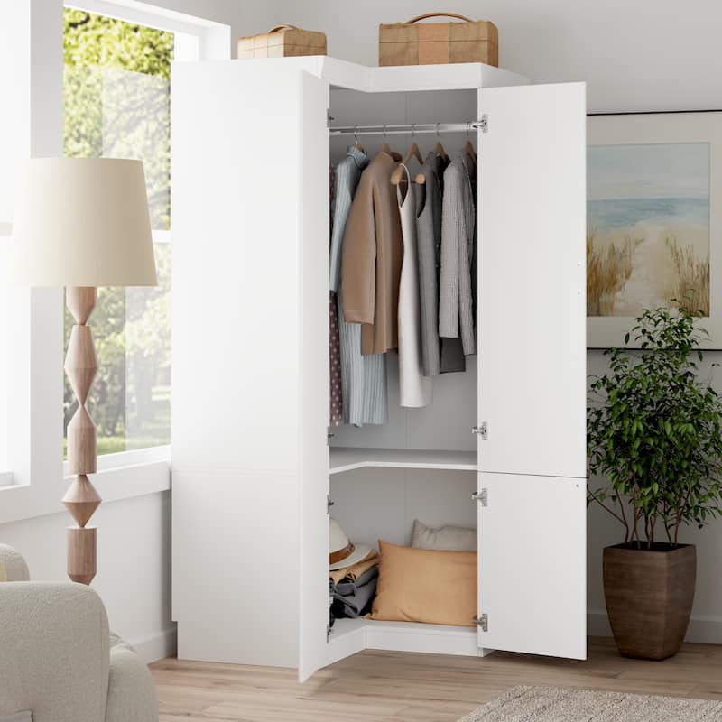 93.9"H/74.2"H Armoires Wardrobe Closet Cabinet Hanging Drawers Storage