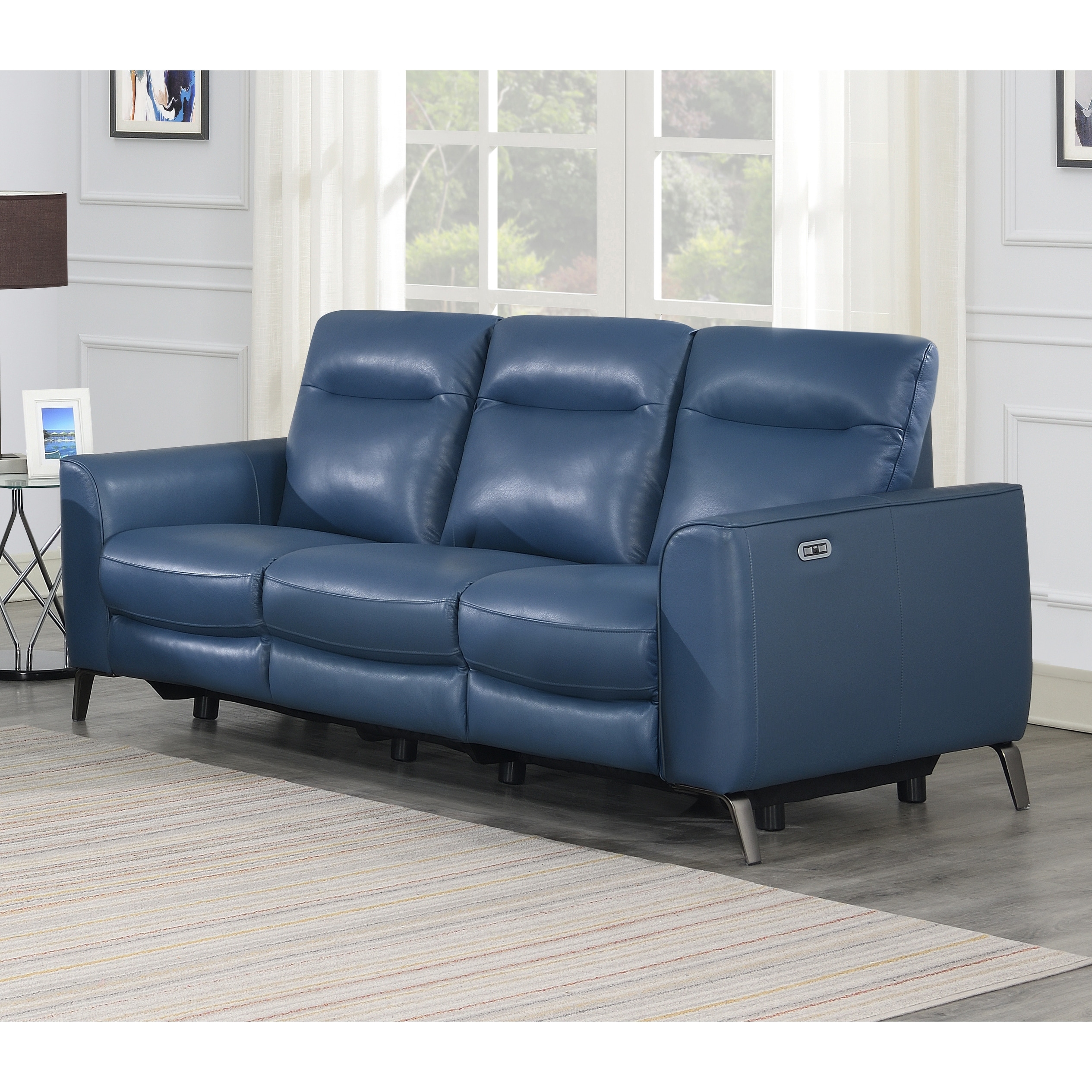 Blue power reclining sofa sales