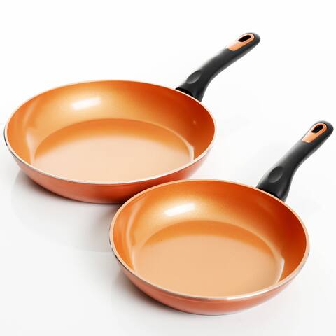 Gibson Home Hummington 2 Piece Aluminum Frying Pan Set Copper