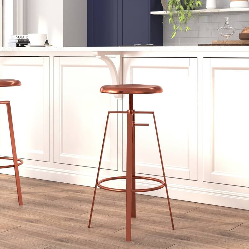 Industrial Style Barstool with Swivel Lift Adjustable Height Seat - Rose Gold