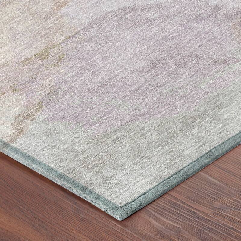 Machine Washable Indoor/ Outdoor Abstract Muted Chantille Rug