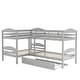 preview thumbnail 8 of 13, Artsy Twin Size L-Shaped Bunk bed with Trundle and Full-length Guardrail, 5 Beds in 1, Maximized space, Grey
