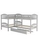 preview thumbnail 8 of 13, Twin L-Shaped Bunk bed with Trundle and Guardrail, Grey