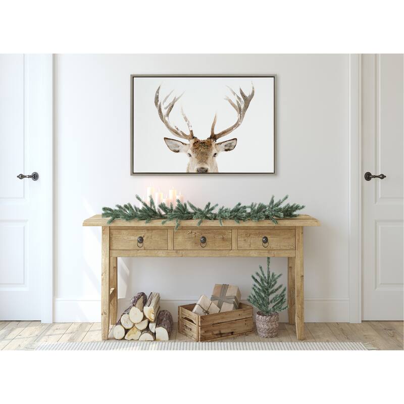 Kate and Laurel Sylvie Stag Peekaboo Framed Canvas by Amy Peterson Art Studio