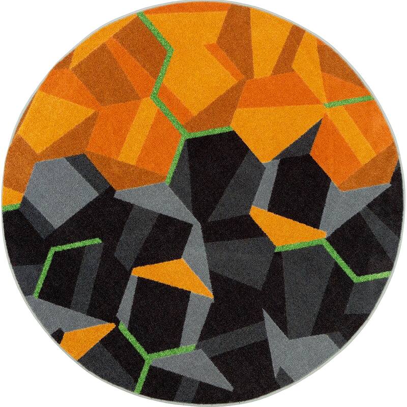 Joy Carpets Kid Essentials Stealth Area Rug - 5'4" Round - Tangerine