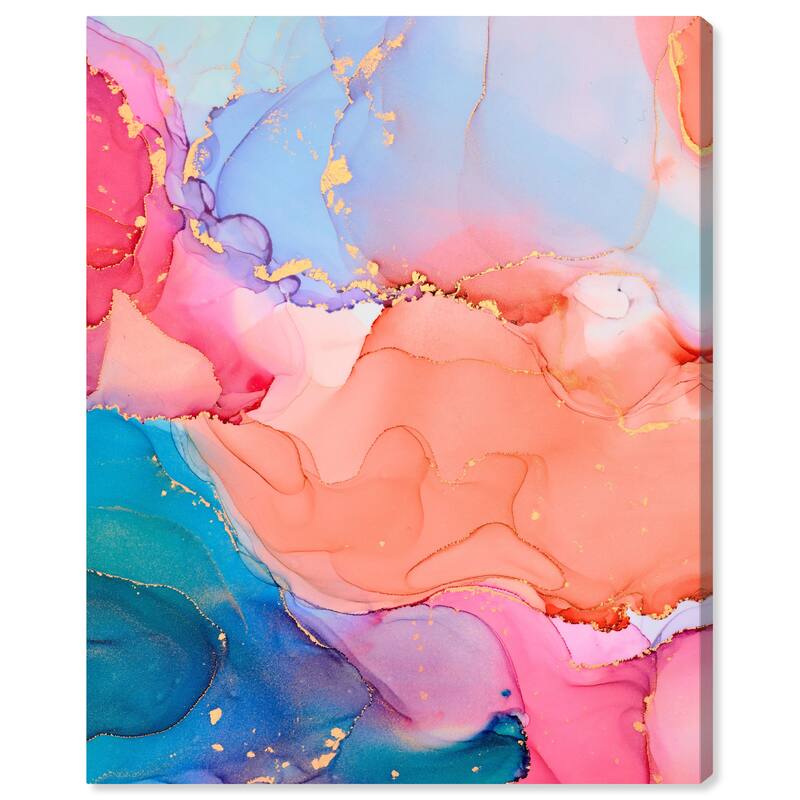 Wynwood Studio Canvas Abstract Moon Color Inks II Orange and Glam Wall Art Canvas Print