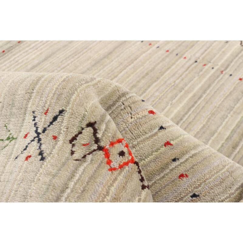 ECARPETGALLERY Hand Loomed Kashkuli Gabbeh Khaki Wool Rug - 3'1 x 4'9