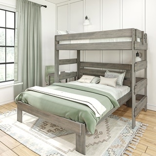 Max and Lily Farmhouse Twin over Queen L Shaped Bunk Bed with Desk