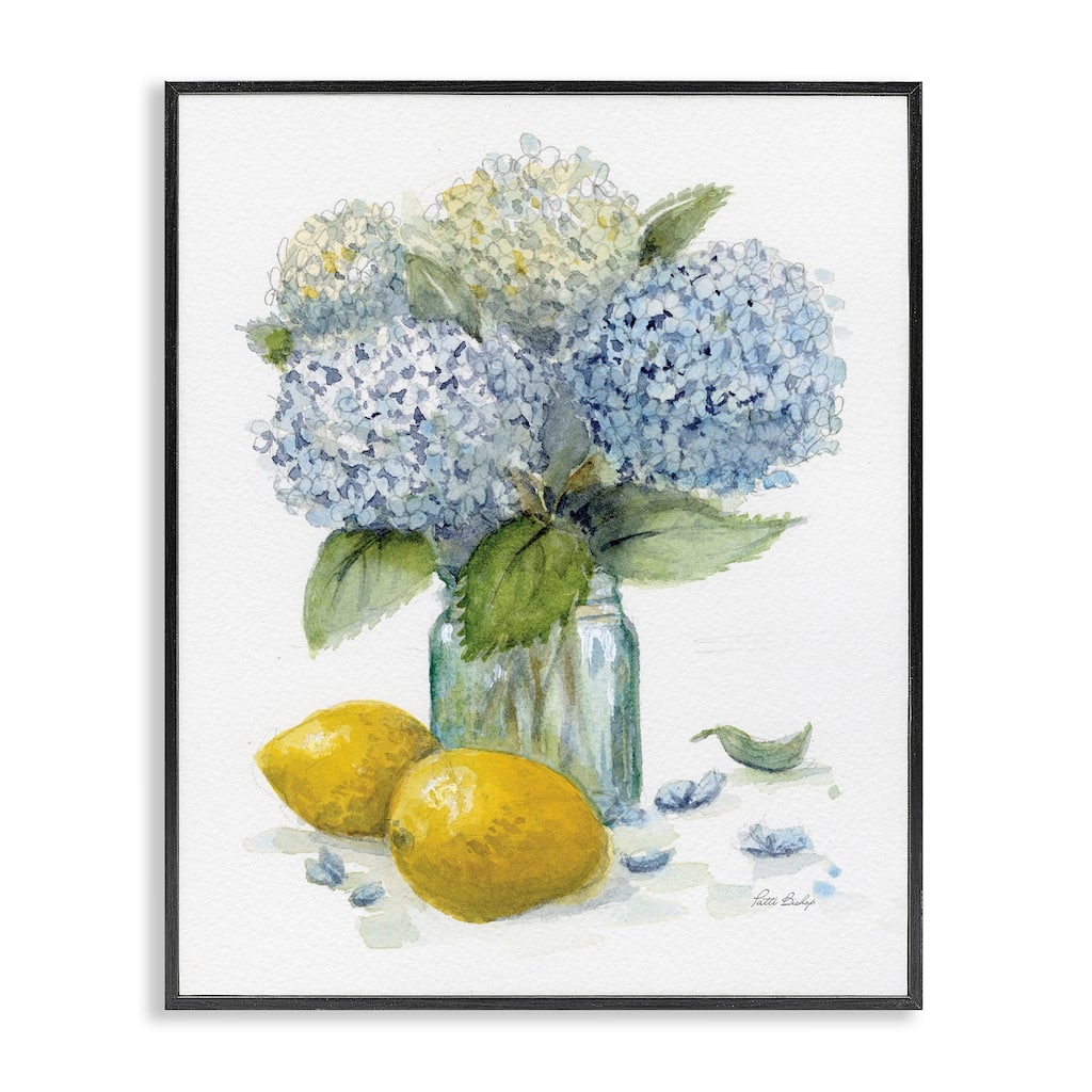 Stupell Hydrangeas & Lemons Vase Framed Giclee Art Design By Patti Bishop