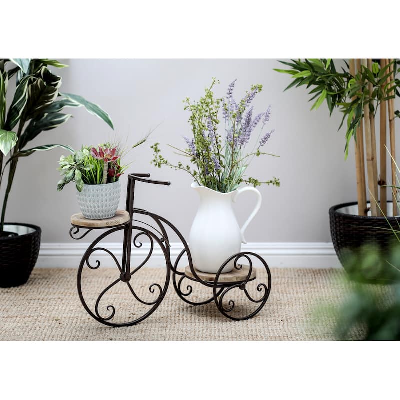 Brown Metal Indoor Outdoor 2 Tier Bike Indoor Outdoor Plantstand - 25 x 10 x 19