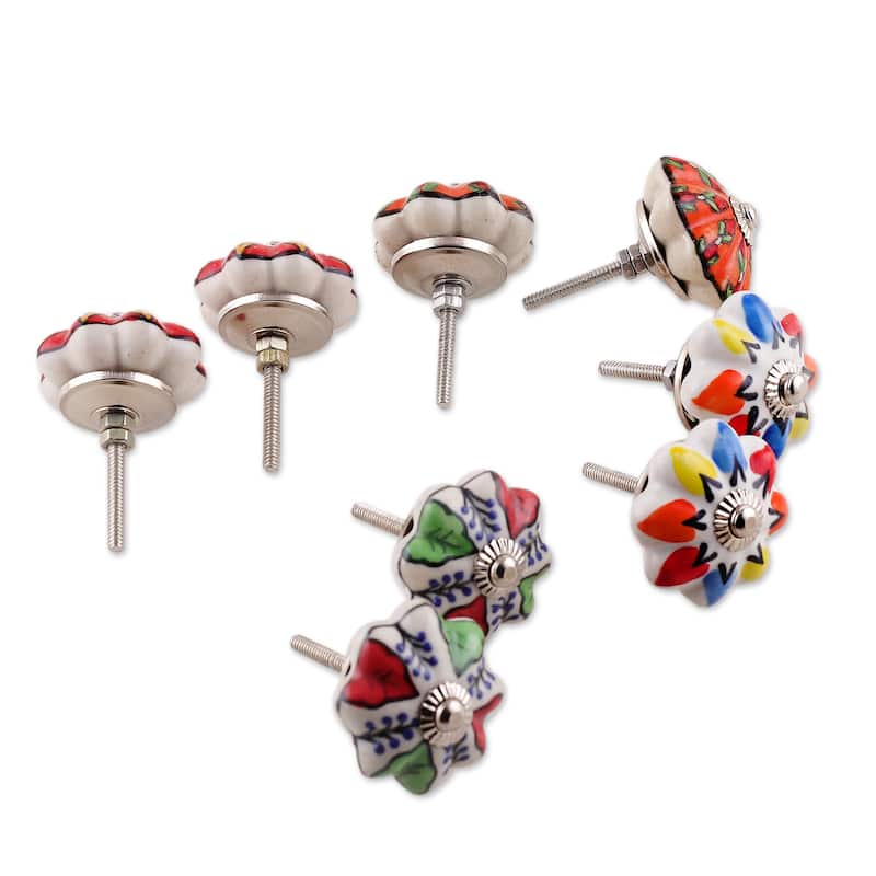 Novica Handmade Vibrant Utopia Ceramic Knobs (Set Of 8)