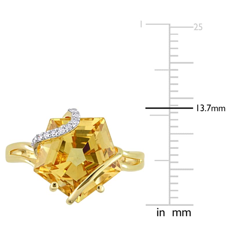 Miadora Fancy-cut Citrine & Diamond Accent Swirl Cocktail Ring in Yellow Plated Sterling Silver