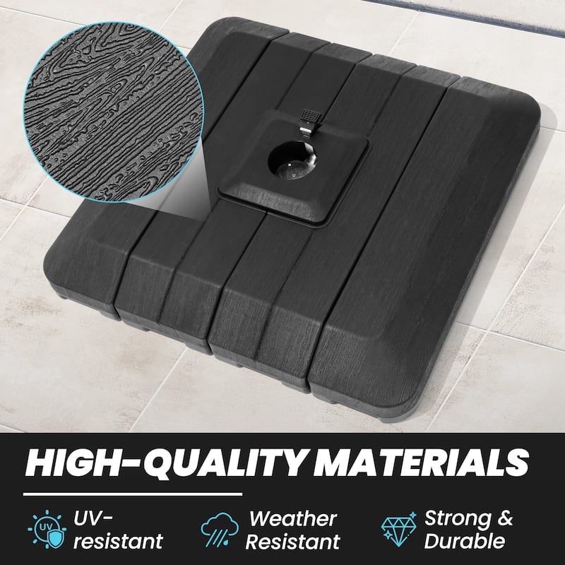 9 x 11 FT Outdoor Dual Top Solar Powered LED Aluminum Patio Cantilever Umbrella and Weighted Base