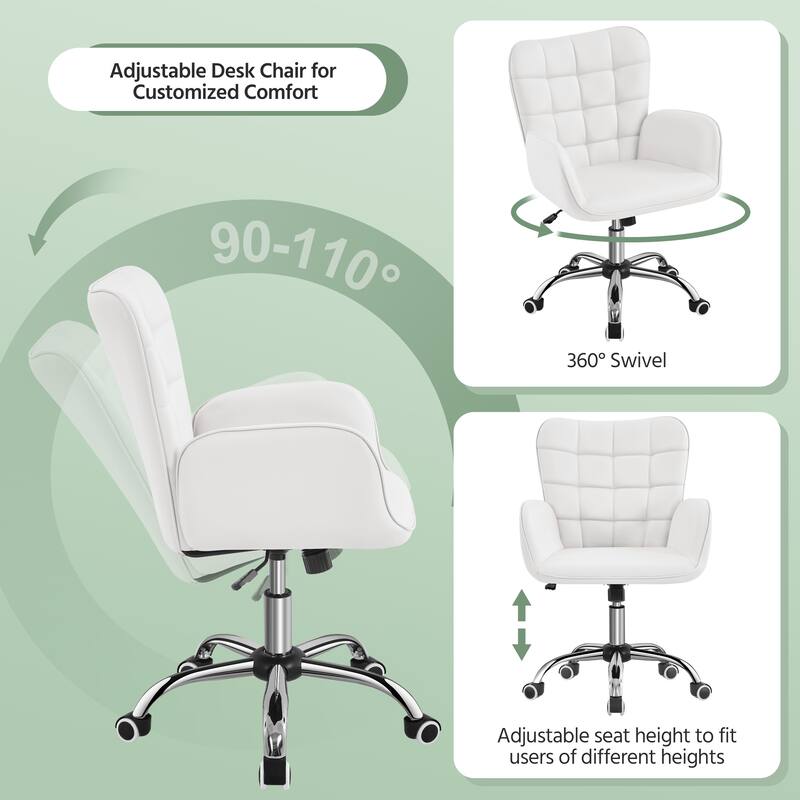 Yaheetech Faux Leather Desk Chair with Padded Armrests Modern Office Chair