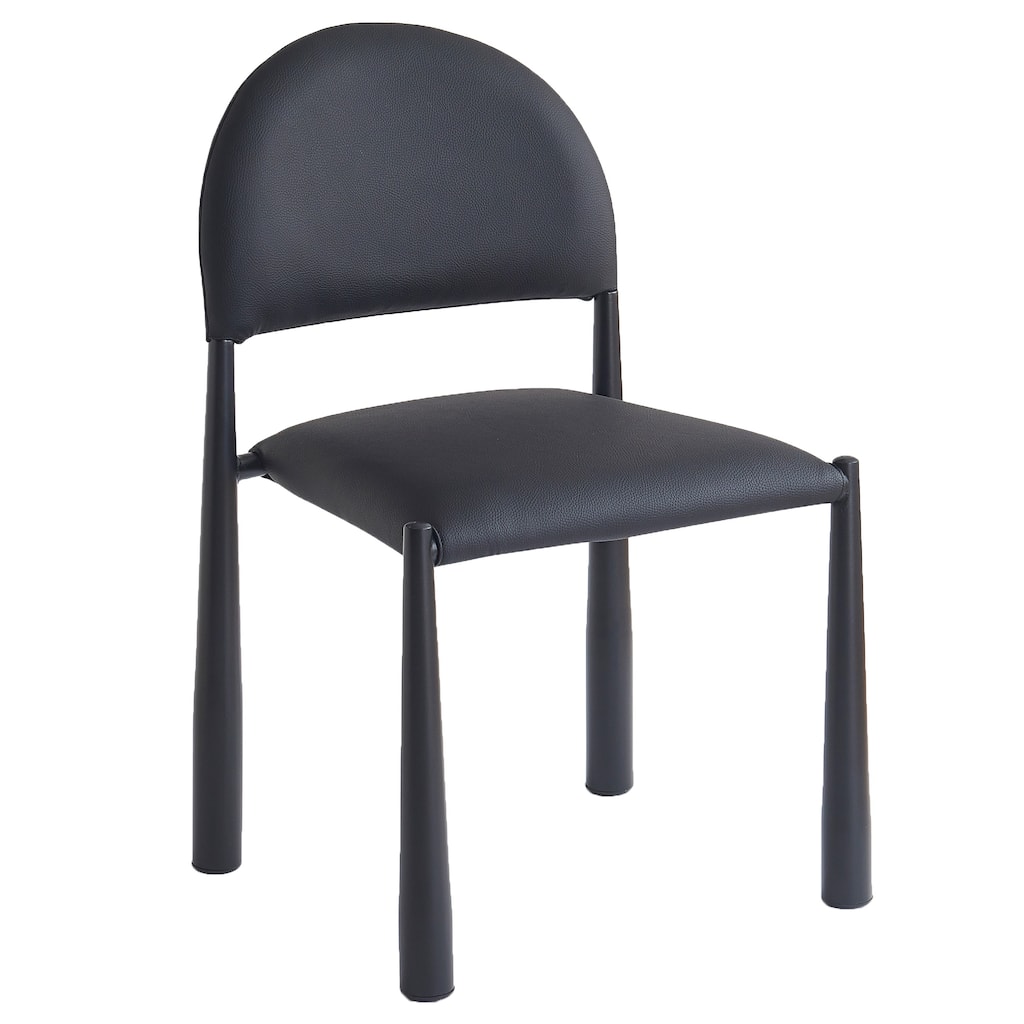 Contemporary Faux Leather and Metal Dining Chair, Set of 4