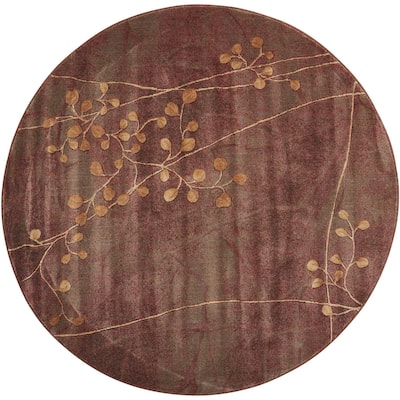 Caki Power Loomed Geometric Floral Area Rug By HomeRoots - 6' Round