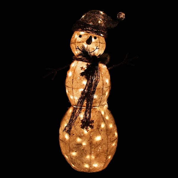43 White And Gold Lighted Snowman Outdoor Christmas Decor Overstock 20551233