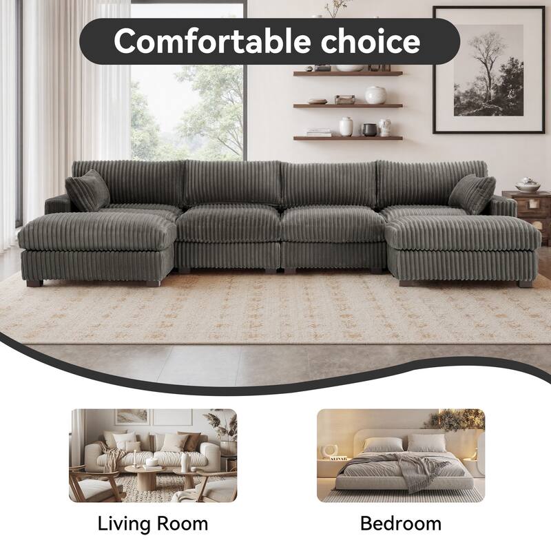 Oversized U-shaped Plush Modular Sectional Sofa Set
