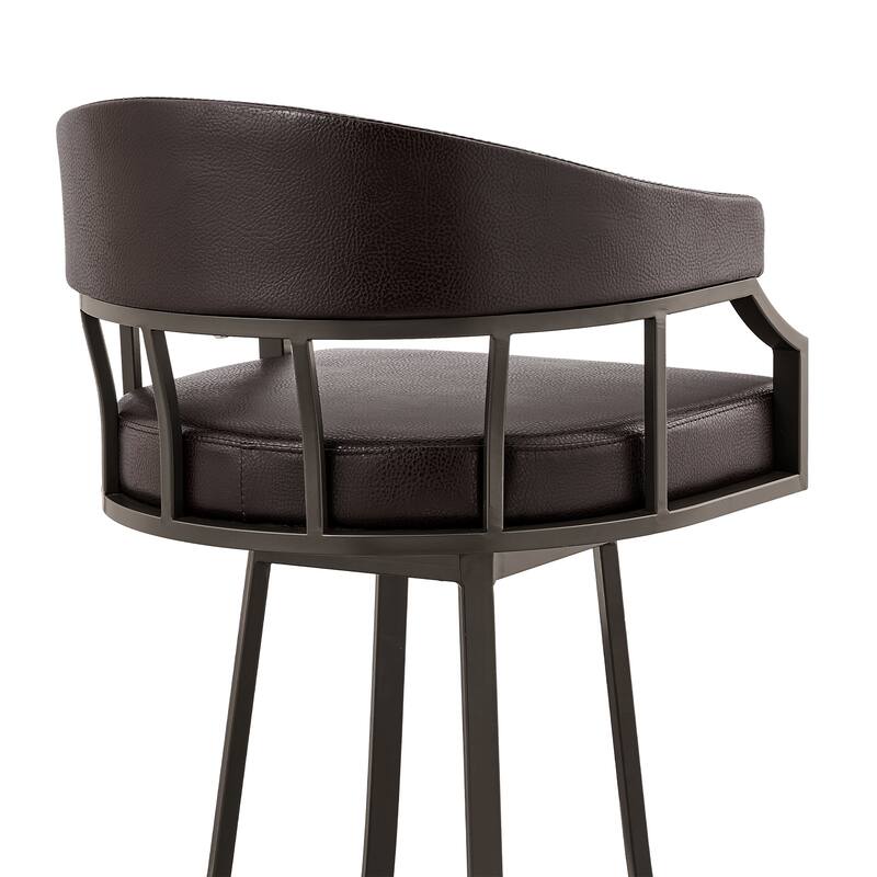 Palmdale Faux Leather and Metal Upholstered Swivel Counter or Bar Stool