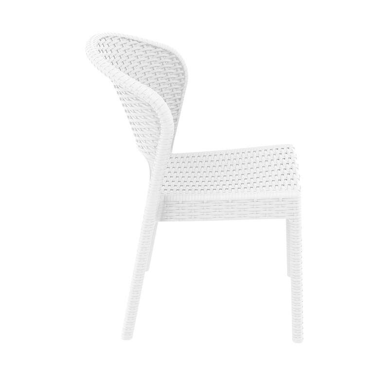 32" White Patio Wickerlook Stackable Dining Chair