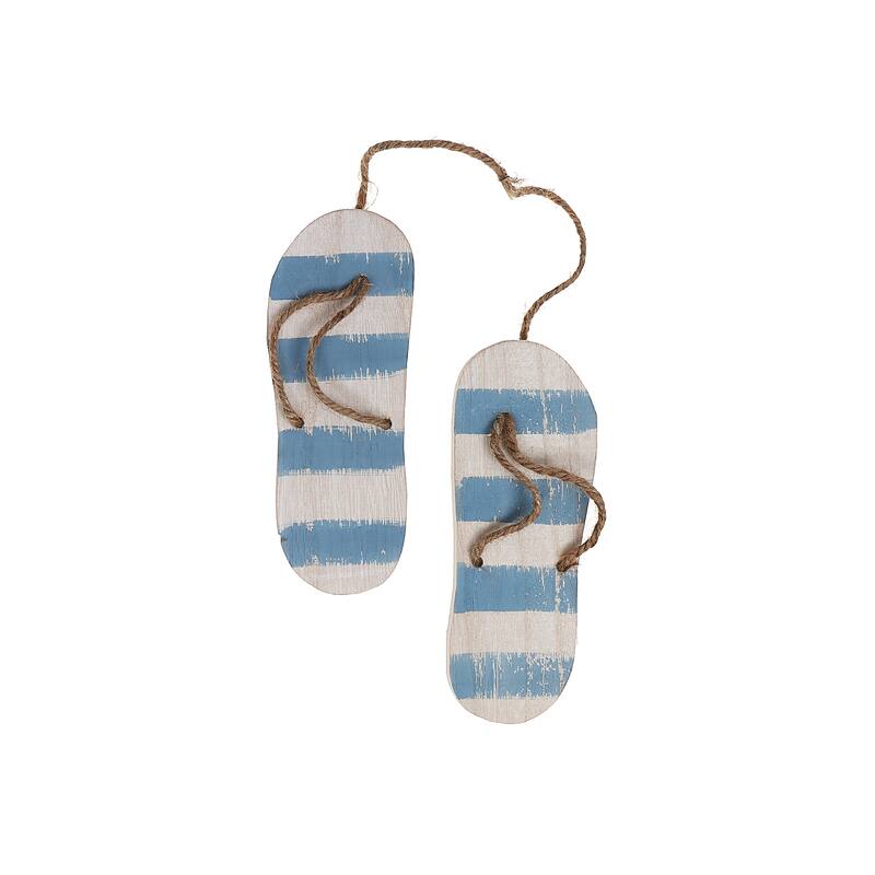 IH Casa Decor Hanging Wooden Flip Flop Decor - Blue