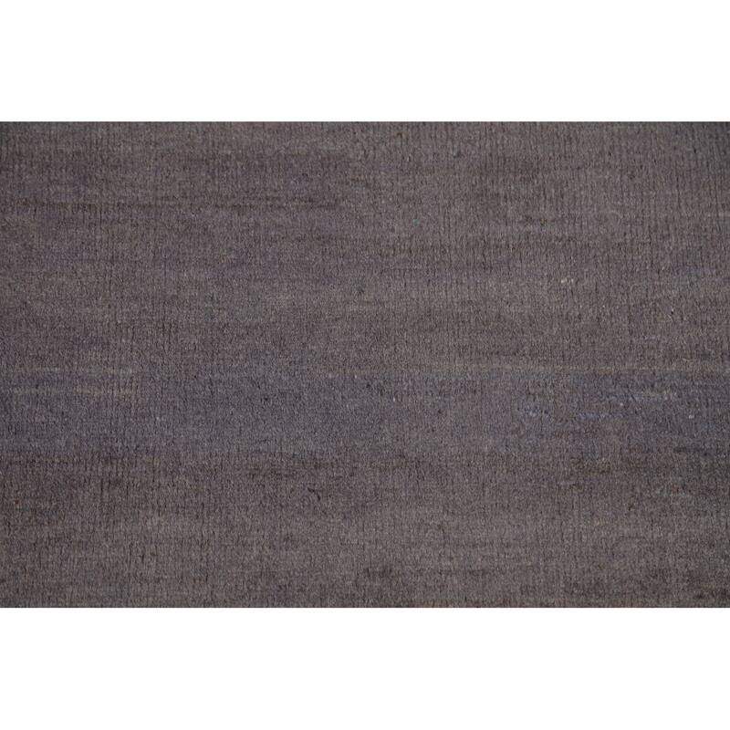 Striped Gray Blue Gabbeh Modern Area Rug Hand-Knotted Wool Carpet - 5'5"x 8'1"