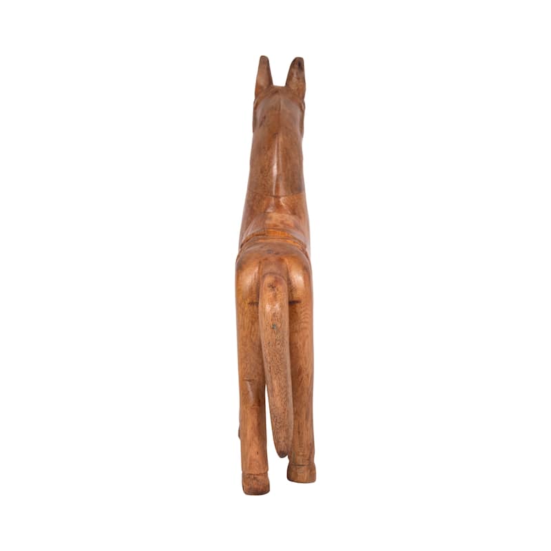 Wood Standing Horse with Saddle Figurine - Brown, 12" - 12.0"