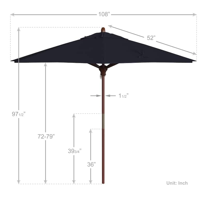 California Umbrella 9ft Marenti Wooden Sunbrella Patio Umbrella with Sunbrella Fabric, Base Not Included