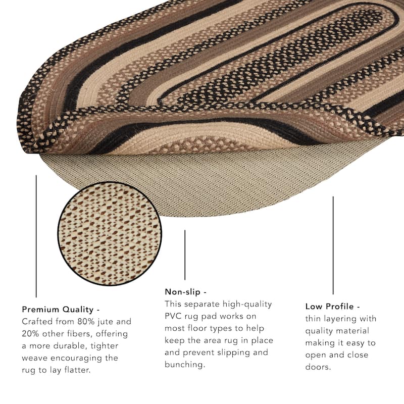 Kettle Grove Jute Rug Oval Stencil Welcome w/ Pad 20x30 - 20" x 30" Oval