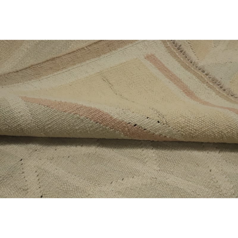 Hand Woven Oriental 100% Wool Carpet Southwestern Tribal Beige & Ivories Kilim Area Rug - 5' 7'' X 4' 2''