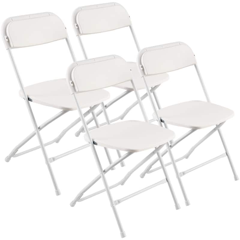 Portable Folding Leather Chair with Padded Cushion for Events - 4-Pcs - White