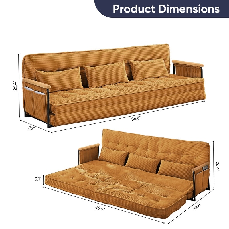 Mixoy Muti-Functional Folding Floor Sofa Bed,3-Seater,2-Seater,1