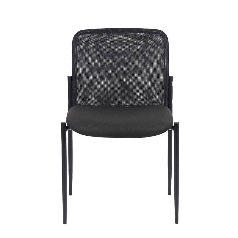 Vayu Stackable Guest Chair, Black Mesh, Soft Crepe Fabric