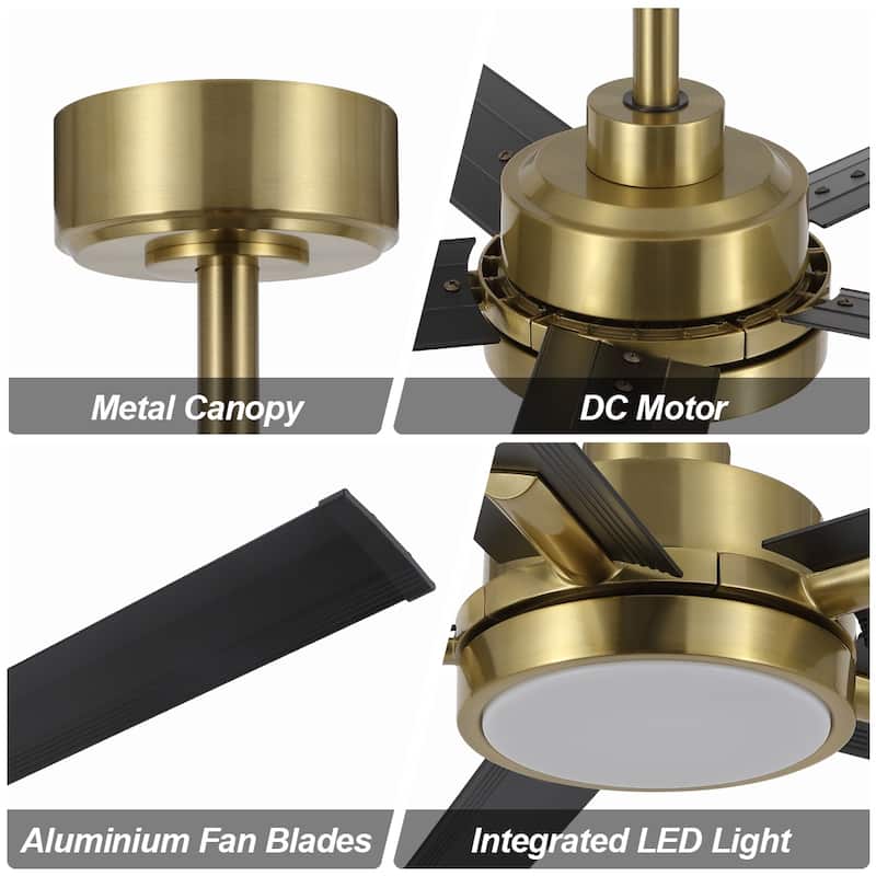 MLiAN 60 In. 5 Aluminium Blades Indoor LED Ceiling Fan with Remote, Smart Ceiling Fan - 60"