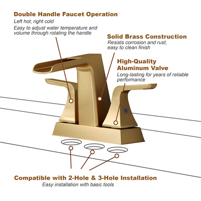 4 in. Centerset Double Handle Low-Arc Bathroom Faucet with Pop-Up Drain Included